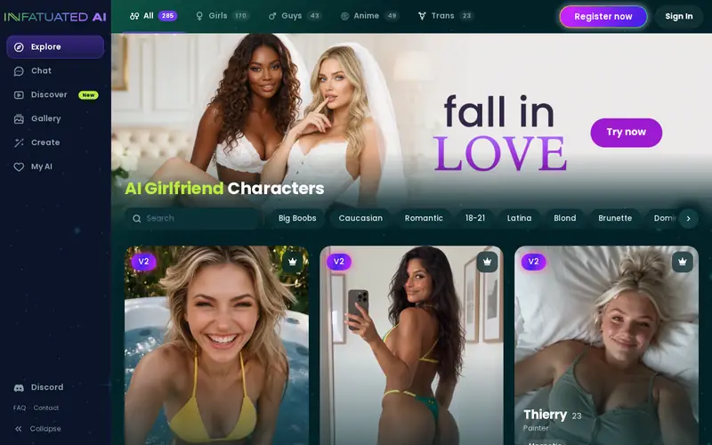 Screenshot of the Infatuated AI homepage (infatuated.ai)